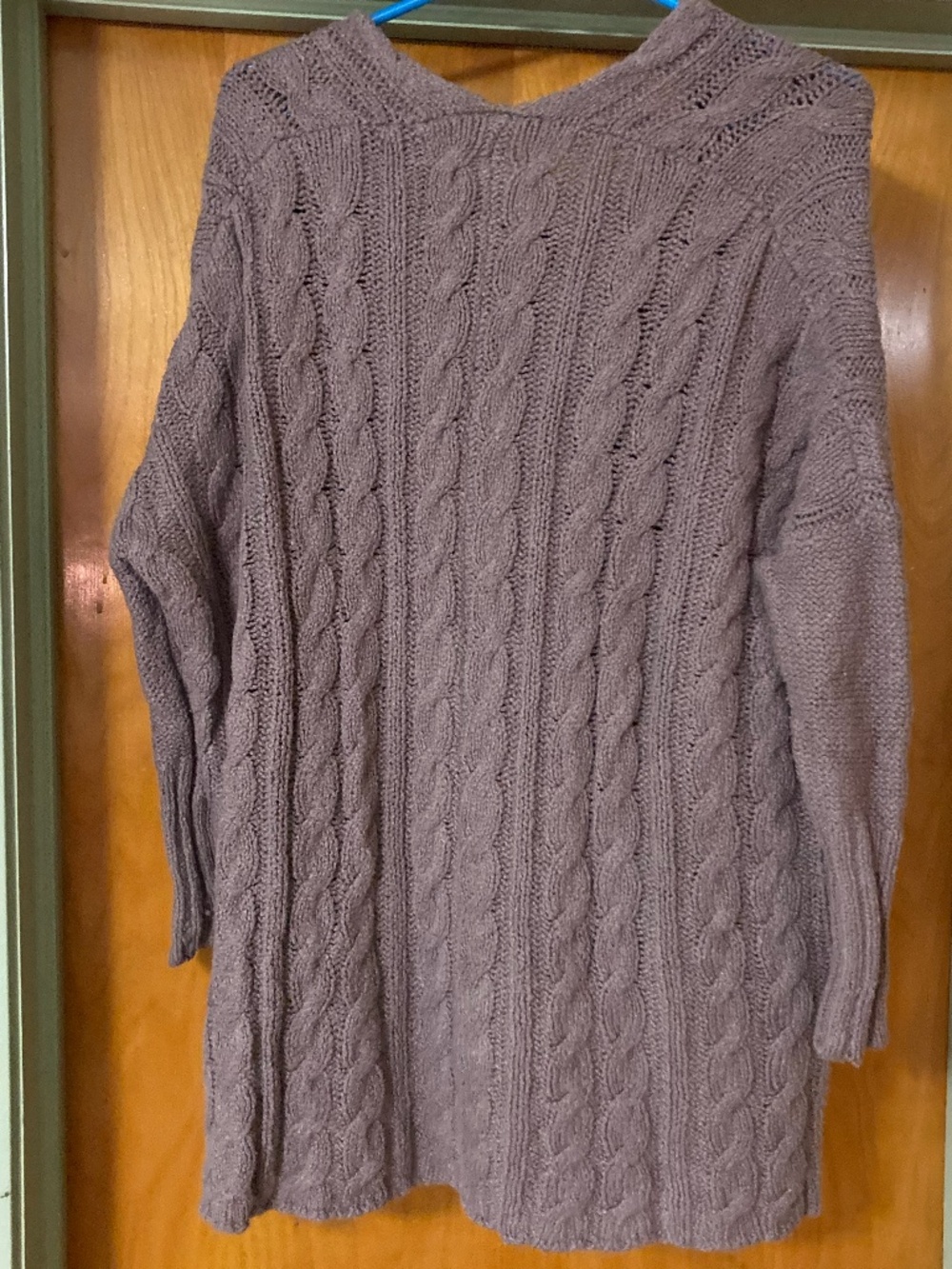 Free People Easy Cable Knit V Neck Pullover Sweater Mocha Brown 100% Cotton XS - Picture 3 of 9